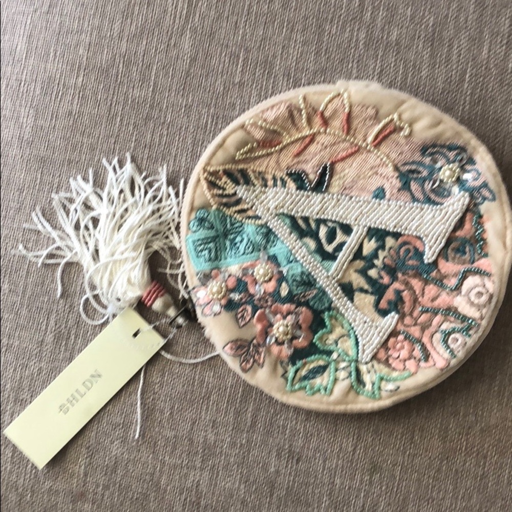 NWT Beaded Monogram Anthropologie/BHLDN Pouch